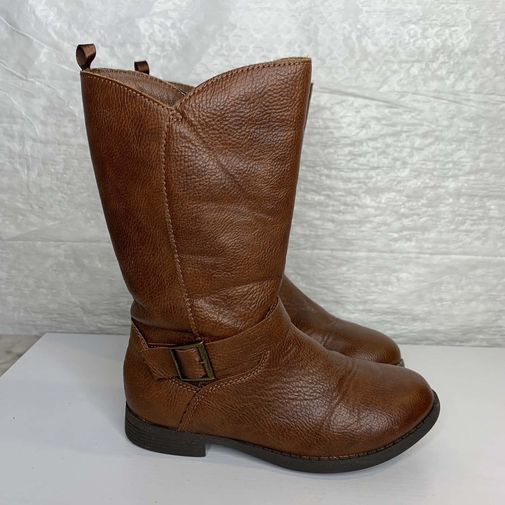 OshKosh B'gosh Lumi Brown Mid-Calf Zip Faux Leather Boots Kids 13M